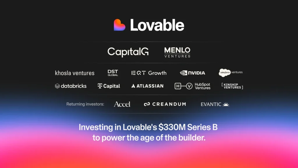 Lovable Raises $330M Series B at $6.6B Valuation in AI Coding Boom